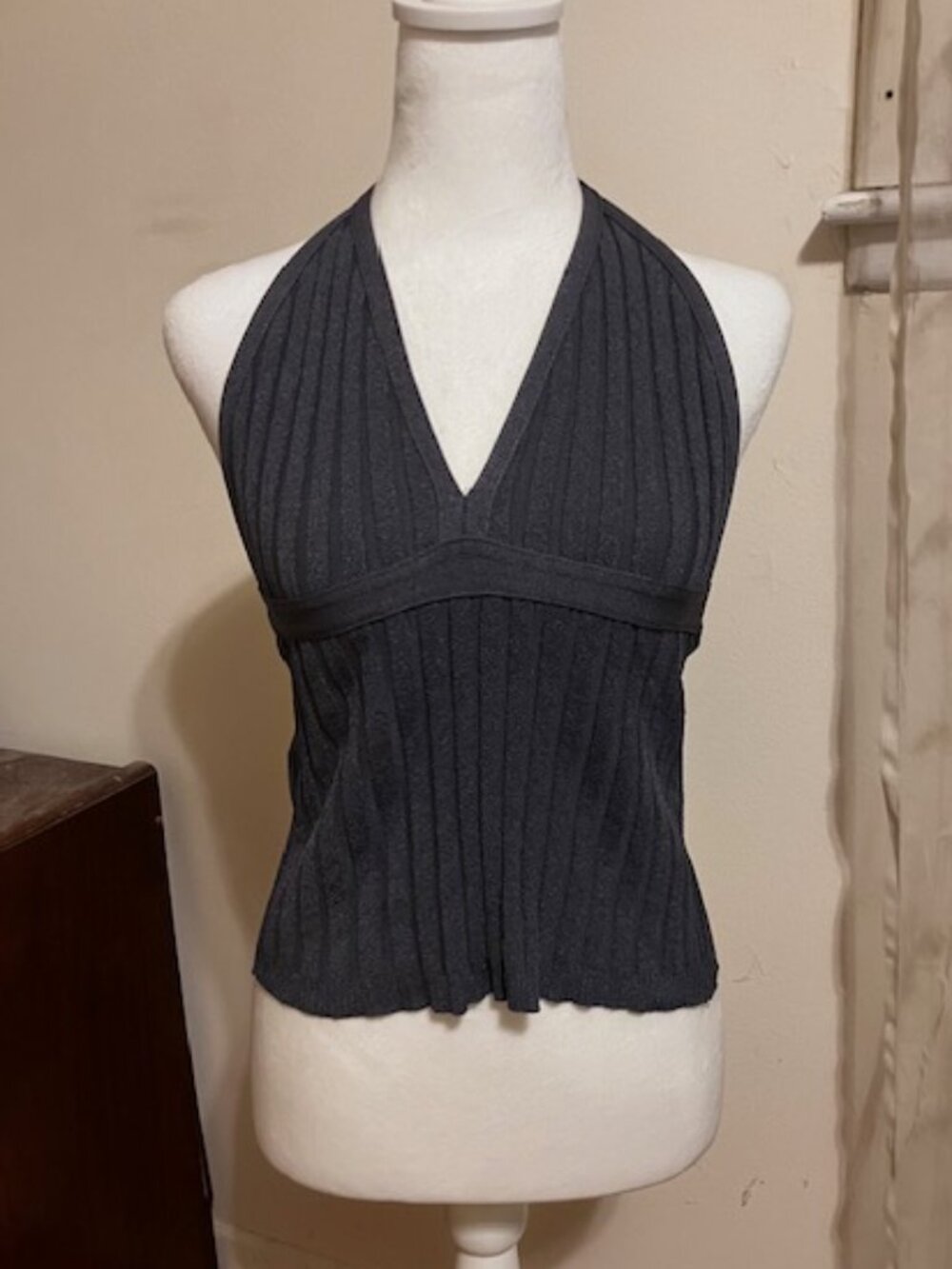 Gray Slate Metallic Halter Top